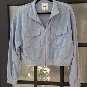 Aerie Women's Light Blue Corduroy Zip Jacket Size Large